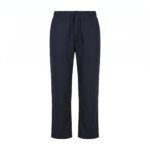 Linen Straight-Leg Trousers (Navy Blue)