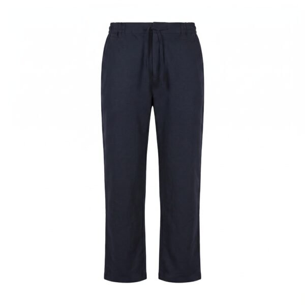 Linen Straight-Leg Trousers (Navy Blue)
