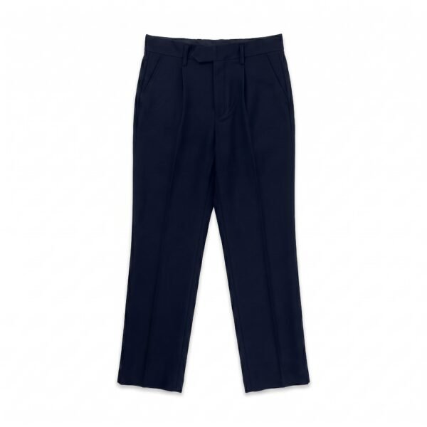 Wool Straight-Leg Pants (Navy)